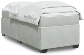 vidaXL Κρεβάτι Boxspring με Στρώμα Ανοιχτό Γκρι 90x200 εκ. Βελούδινο