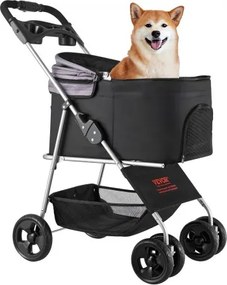VEVOR Pet Stroller Foldable 4 Wheels Dog Stroller Detachable Carrier up to 35lbs