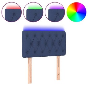 Κεφαλάρι Κρεβατιού LED Μπλε 80x7x78/88 εκ. Υφασμάτινο - Μπλε