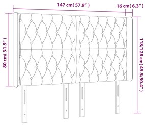 vidaXL Κεφαλάρι Κρεβατιού LED Σκούρο Μπλε 147x16x118/128 εκ. Βελούδινο