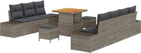 vidaXL Σετ Καναπέ Κήπου με μαξιλάρι 10 pcs Γκρι Πολυ ράταν