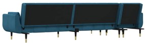 vidaXL Καναπές Κρεβάτι Γωνιακός Μπλε 275 x 140 x 70 εκ. Βελούδινος