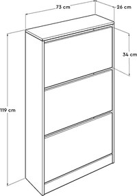 Παπουτσοθήκη Flat Duo Megapap 18 ζεύγων χρώμα λευκό 73x26x119εκ.