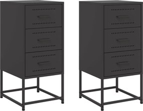 vidaXL Κομοδίνα 2 τεμ. Μαύρα 36x39x78 εκ. Χάλυβα