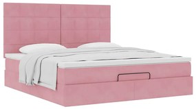 vidaXL Οθωμανικό κρεβάτι με στρώματα ροζ 180x200cm Velvet