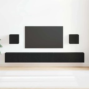 vidaXL Σετ ντουλαπιών τηλεόρασης 7 κομματιών μαύρης βελανιδιάς επεξεργασμένο ξύλο