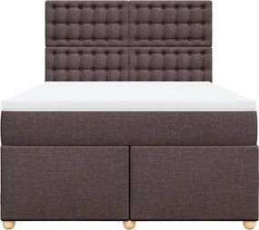 vidaXL Κρεβάτι Boxspring με Στρώμα Σκούρο Καφέ 140x190 εκ. Υφασμάτινο