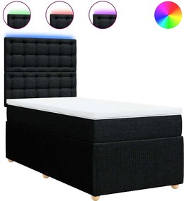 vidaXL Κρεβάτι Boxspring με Στρώμα Μαύρο 90x200 εκ. Υφασμάτινο
