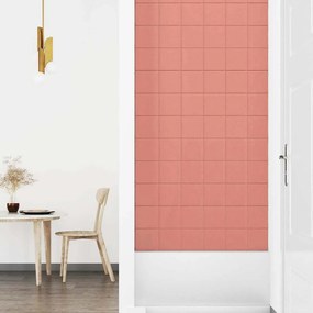 vidaXL Πάνελ Τοίχου 12 τεμ. Ροζ 90x15 εκ. 1,62 μ² Βελούδινα
