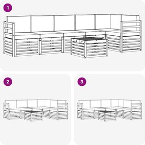 vidaXL Σειρά Καναπέ Εξωτερικού 7 pcs Λευκό και Κρεμ Πολυεστέρας