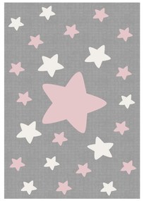 Παιδικό χαλί C7678.03 Σειρά KIDDER Γκρί-Ρόζ-Λευκό με Κρόσια 80x150 εκ. 80x150x1 εκ.