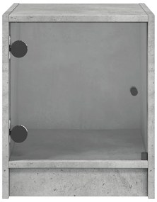 vidaXL Κομοδίνα 2 τεμ. Γκρι Σκυρ. 35x37x42 εκ. με Γυάλινες Πόρτες