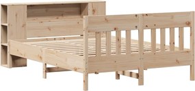 vidaXL Κρεβάτι Βιβλιοθήκη Χωρίς Στρώμα 140x200 εκ Μασίφ Ξύλο Πεύκο