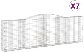 vidaXL Συρματοκιβώτια Τοξωτά 7 τεμ. 400x30x120/140 εκ. Γαλβαν. Ατσάλι