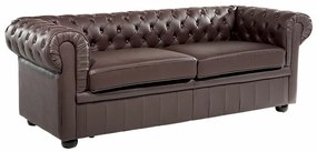 Καναπές chesterfield Berwyn 832, Σκούρο καφέ, 195x75x70cm, Πόδια: Ξύλο,Ευκάλυπτος, Δρυς