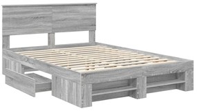 vidaXL Σκελετός Κρεβατιού με κεφαλάρι Γκρίζο Σονομα 160 x 200 cm