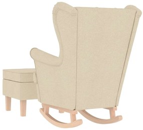 vidaXL Πολυθρόνα Κουνιστή Κρεμ Υφασμάτινη με Υποπόδιο