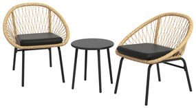 Σετ αυλής Rattan, σετ επίπλων κήπου, 2 πολυθρόνες &amp; τραπέζι, κίτρινο