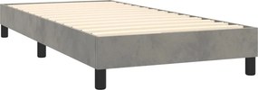 vidaXL Κρεβάτι Boxspring με Στρώμα &amp; LED Αν.Γκρι 90x200 εκ. Βελούδινο