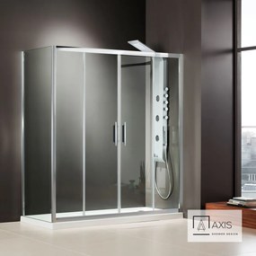 Συρόμενη διπλή πόρτα καμπίνας ντουζιέρας AXIS 180 ύψους 185εκ.  ρυθμιζόμενη από 177 έως 181εκ. Clean Glass Chrome SL2X180C-100