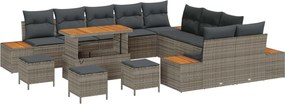 vidaXL Σετ Καναπέ Κήπου με μαξιλάρι 14 pcs Γκρι