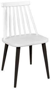 LAVIDA Καρέκλα Τραπεζαρίας Κουζίνας, Μέταλλο Βαφή Μαύρο, PP Άσπρο -  43x48x77cm