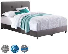 ΚΡΕΒΑΤΙ ΑΠΟ ΓΚΡΙ ΒΕΛΟΥΔΟ FB9637.10 ΓΙΑ ΣΤΡΩΜΑ 150x200 εκ. 0509733