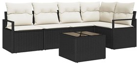 vidaXL Σετ Καναπέ Κήπου 6 pcs Μαύρο Πολυ ράταν