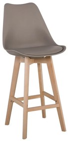 MARTIN Σκαμπό BAR Οξιά Φυσικό, Κάθισμα Η.67cm, PP-Pu Sand Beige, Μονταρισμένη Ταπετσαρία -  49x54x67/106cm