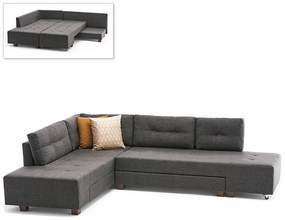 0213589 Γωνιακός καναπές - κρεβάτι Manama Megapap αριστερή γωνία υφασμάτινος χρώμα ανθρακί 280x206x85εκ. Ύφασμα, 1 Τεμάχιο