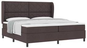 vidaXL Κρεβάτι Box Spring  με Στρώμα σε Σκούρο Καφέ, 200x200 εκ. Υφάσματος