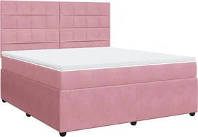 vidaXL Κρεβάτι Boxspring με Στρώμα Ροζ 180x200 εκ. Βελούδινο