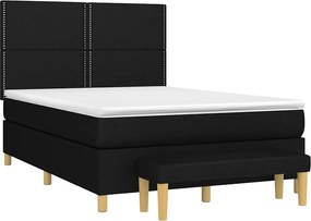 vidaXL Κρεβάτι Boxspring με Στρώμα Μαύρο 140x200 εκ. Υφασμάτινο