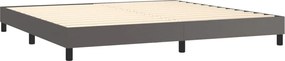 vidaXL Κρεβάτι Boxspring με Στρώμα Γκρι 200x200 εκ. Συνθετικό Δέρμα