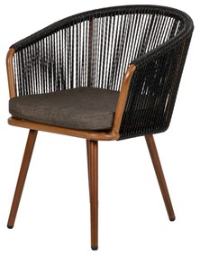 Πολυθρόνα Κήπου LOFOI Μαύρο/Καφέ Αλουμίνιο/Rattan 60x62x81cm - 14840010 - 14840010