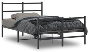 Πλαίσιο Κρεβατιού με Κεφαλάρι/Ποδαρικό Μαύρο 120x200εκ. Μέταλλο
