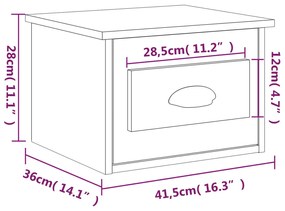 Κομοδίνο Επιτοίχιο Καφέ Δρυς 41,5 x 36 x 28 εκ. - Καφέ