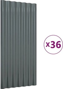 vidaXL Πάνελ Οροφής 36 τεμ. Ανθρακί 80x36 εκ. Γαλβανισμένος χάλυβας