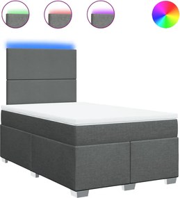 vidaXL Κρεβάτι Boxspring με Στρώμα Σκούρο Γκρι 120x200 εκ. Υφασμάτινο