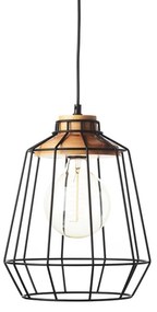 Φωτιστικό Οροφής Vintage KS159326BK Black Metal,Wood