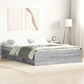 vidaXL Πλαίσιο Κρεβατιού Γκρι Sonoma 135 x 190 εκ. Double