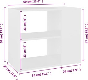 vidaXL Βοηθητικό Ντουλάπι Λευκό 60 x 30 x 50 εκ. από Επεξ. Ξύλο