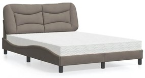 vidaXL Κρεβάτι με Στρώμα Taupe 120x200 εκ. Υφασμάτινο