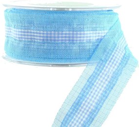 Κορδέλα Λινό Καρρώ Γαλάζιο 9.1m x4.5cm 51376