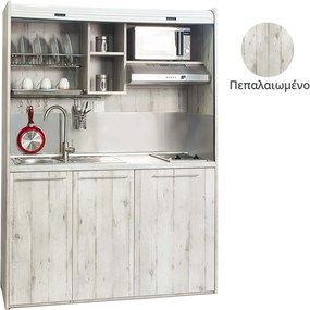 Πολυκουζίνα mini kitchen 160cm απόχρωση πεπαλαιωμένου για ξενώνες, γραφεία &amp; φοιτητικά studio