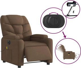 vidaXL Πολυθρόνα Μασάζ Ηλεκτρική Ανακλινόμενη Καφέ Υφασμάτινη