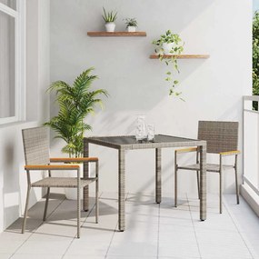 vidaXL Σέτ φαγητού για κήπο 3 pcs Γκρι, Καφέ 90 x 90 x 75 cm