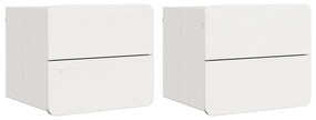vidaXL Κομοδίνο 2 pcs Λευκό 39 x 34 x 33 εκ. Μασίφ ξύλο πεύκου