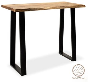 Τραπέζι μπαρ-κονσόλα Miles pakoworld μασίφ ξύλο 4εκ καρυδί-πόδι μαύρο 120x53x97εκ - Ξύλο - 113-000007