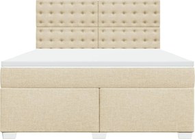 vidaXL Κρεβάτι Boxspring με Στρώμα Κρεμ 180x200 εκ. Υφασμάτινο